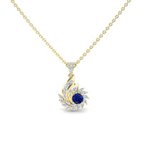 Blue Sapphire & Diamond Swirl Necklace - Caoimhe
