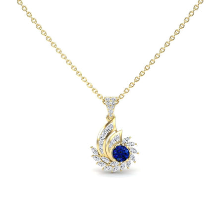 Blue Sapphire & Diamond Swirl Necklace - Caoimhe