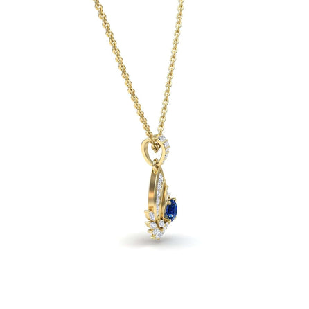Blue Sapphire & Diamond Swirl Necklace - Caoimhe