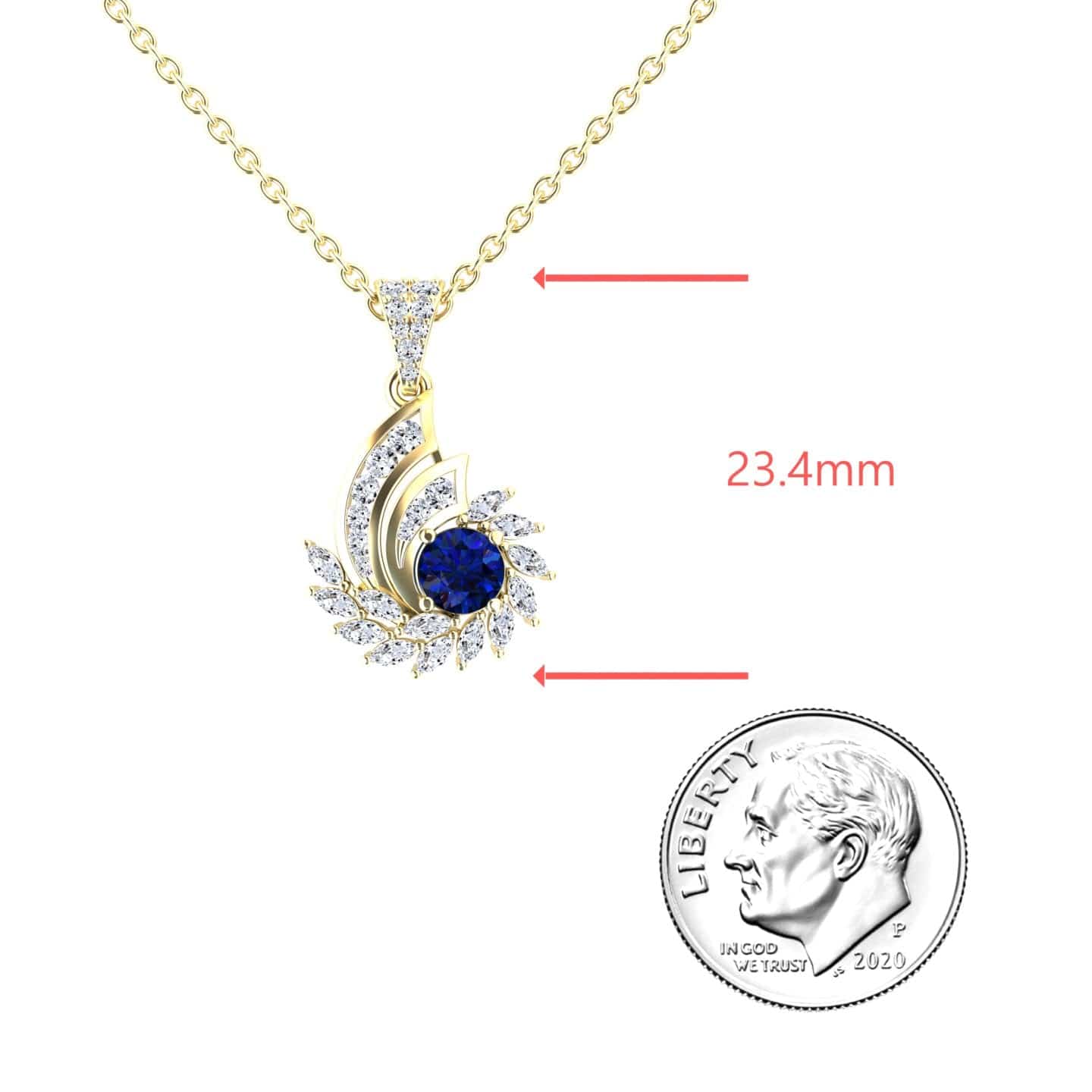 Blue Sapphire & Diamond Swirl Necklace - Caoimhe