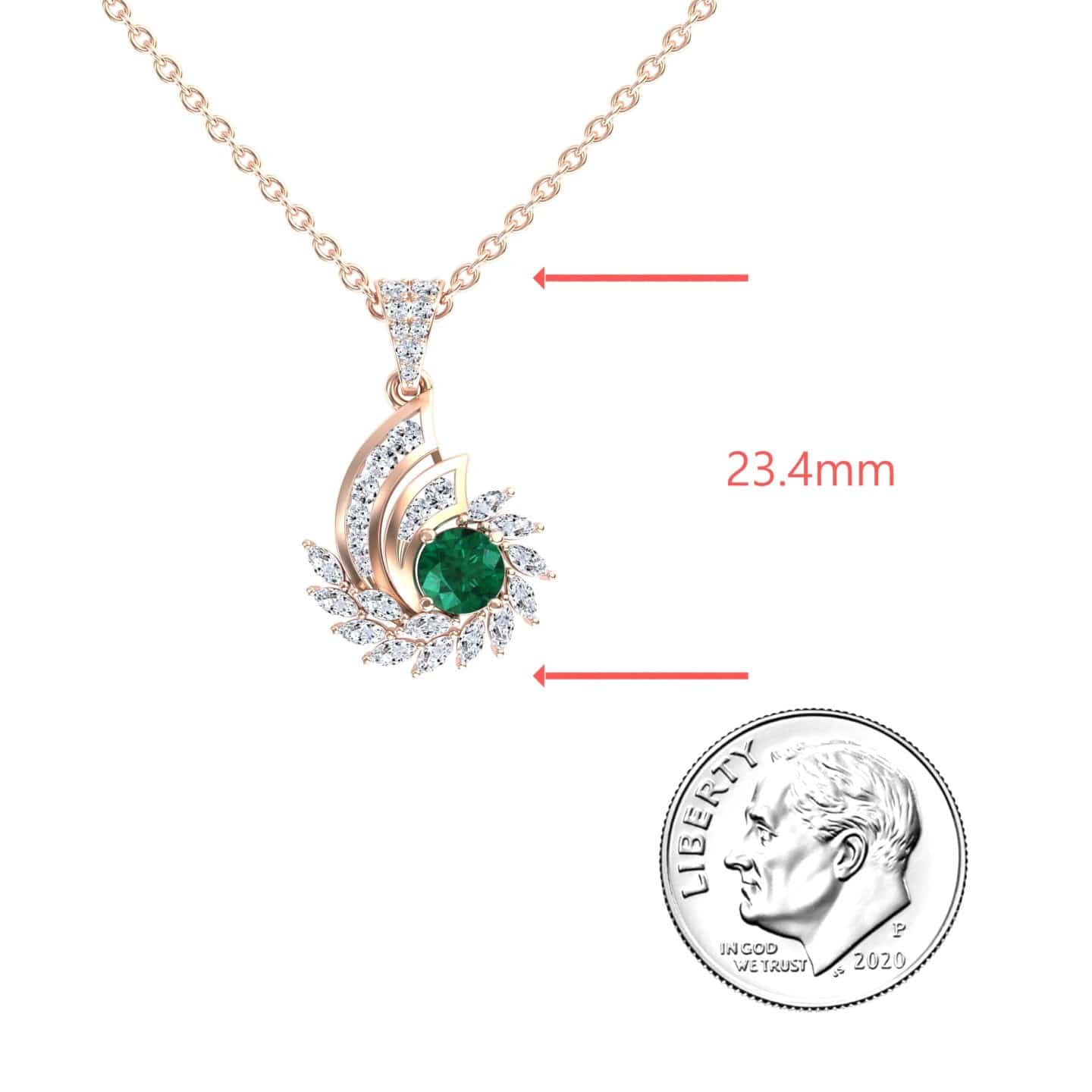 Emerald & Diamond Swirl Necklace - Caoimhe