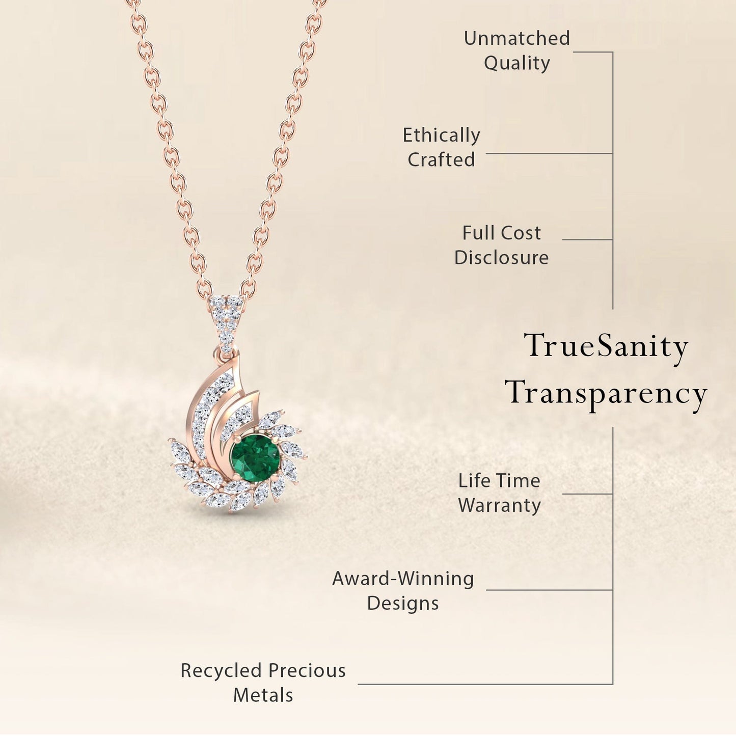 Emerald & Diamond Swirl Necklace - Caoimhe
