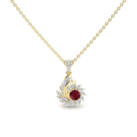Ruby & Diamond Swirl Necklace - Caoimhe