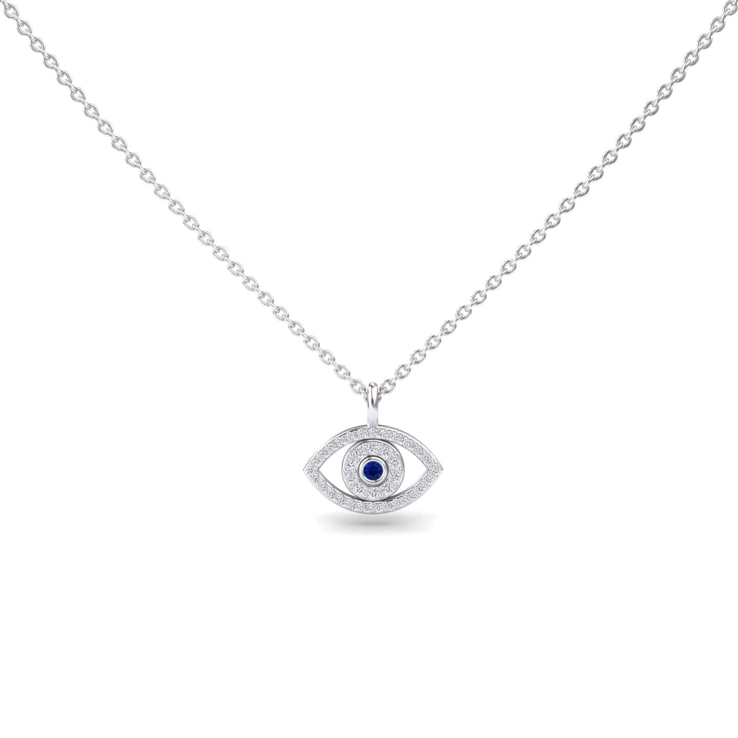 Blue Sapphire & Diamond Eye Necklace - Elise