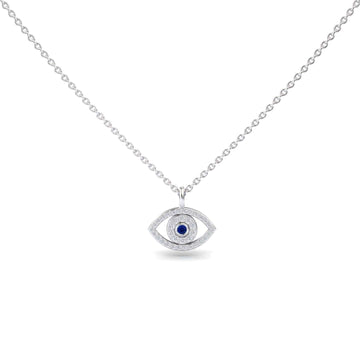 Blue Sapphire & Diamond Eye Necklace - Elise