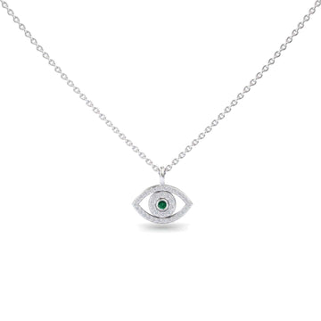 Emerald & Diamond Eye Necklace - Elise