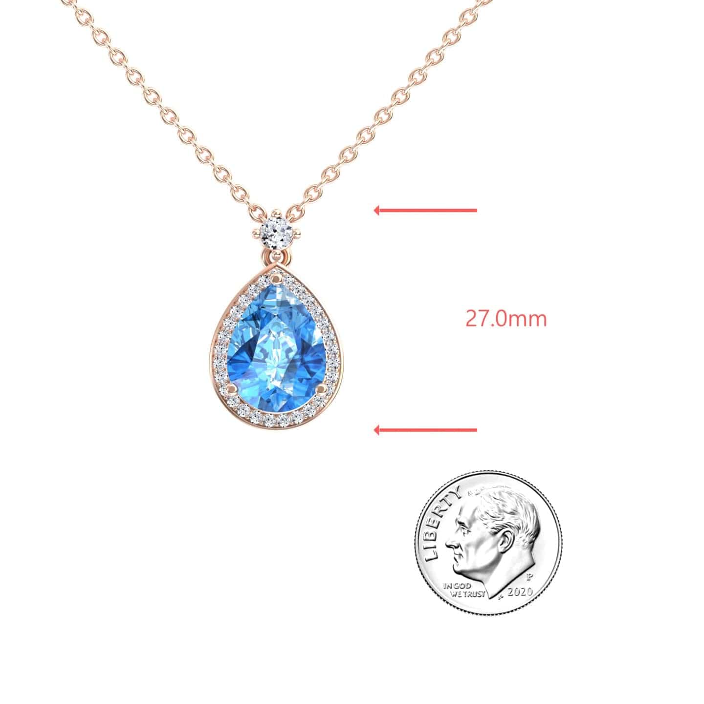 Swiss Blue Topaz & Diamond Halo Necklace - Hannah