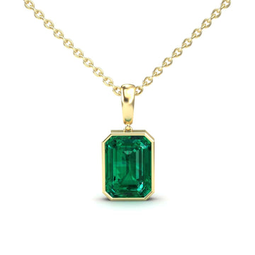 Lab Grown Emerald Solitaire Necklace - Jovana