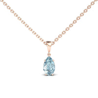 Aquamarine Four Prong Solitaire Necklace - Kirsten