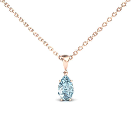 Aquamarine Four Prong Solitaire Necklace - Kirsten