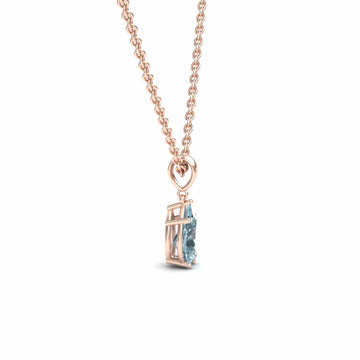 Aquamarine Four Prong Solitaire Necklace - Kirsten