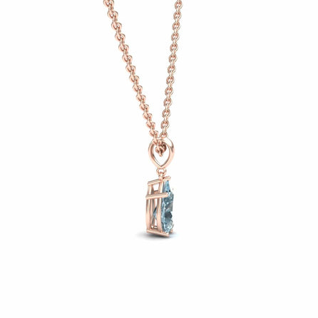 Aquamarine Four Prong Solitaire Necklace - Kirsten