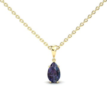 Lab Grown Alexandrite Four Prong Solitaire Necklace - Kirsten
