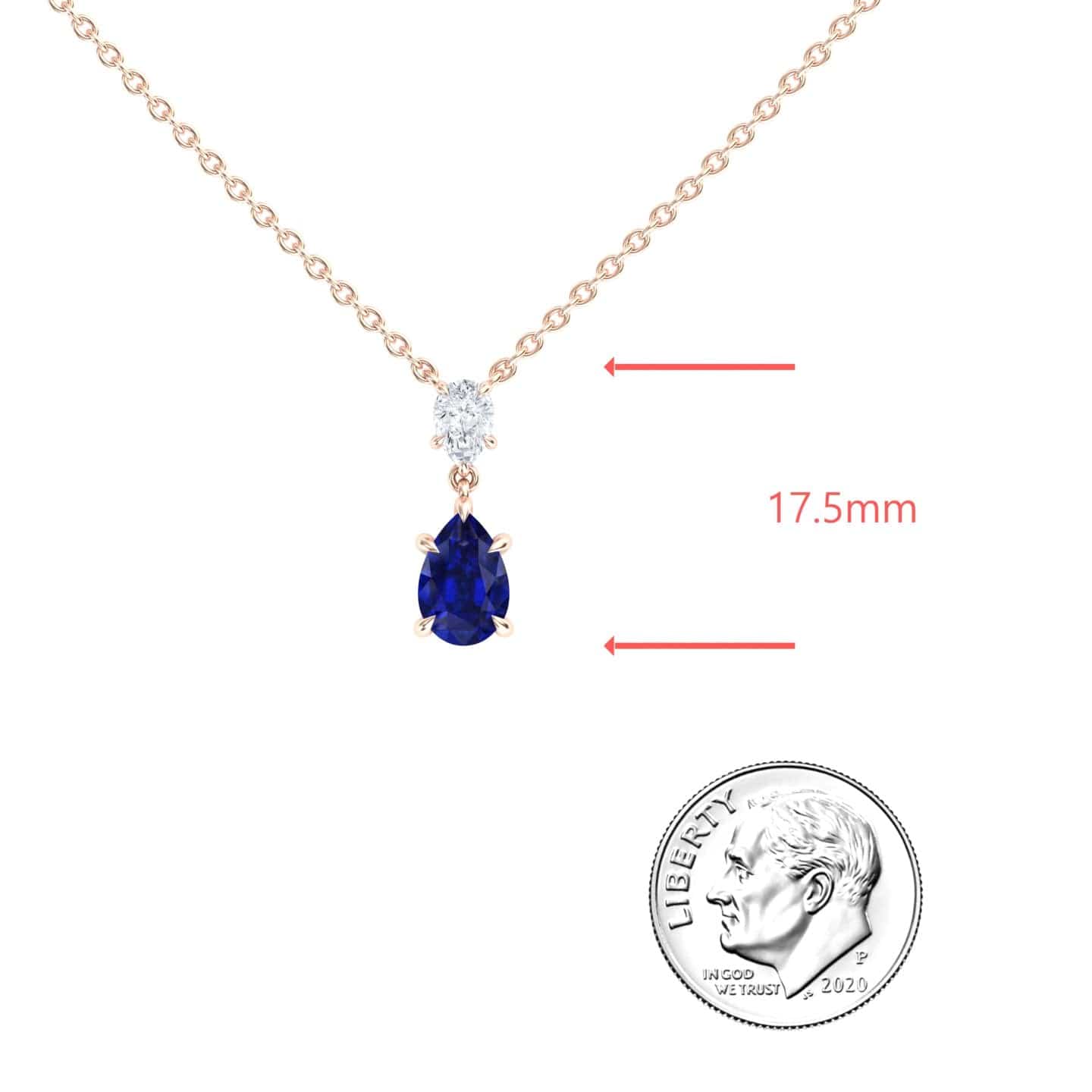 Lab Grown Blue Sapphire & Diamond Double Drop Necklace - Mary