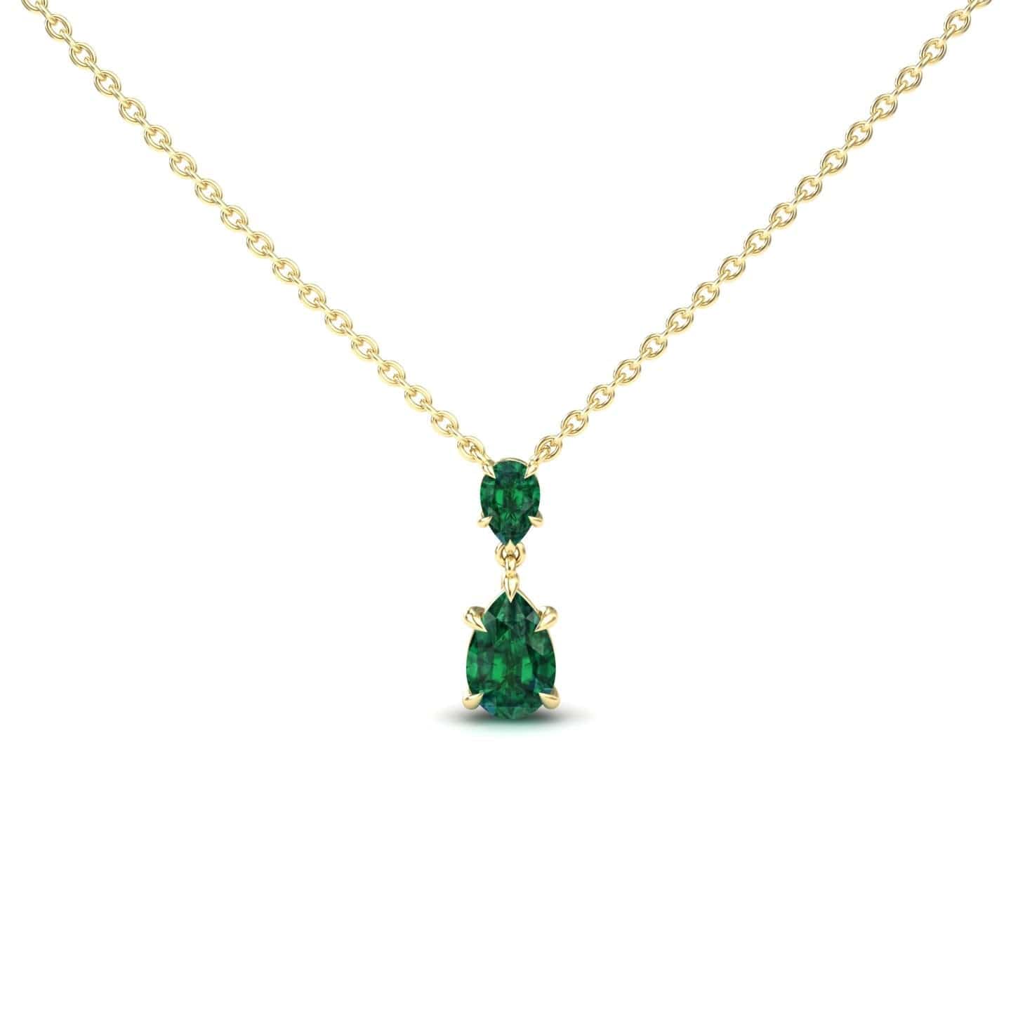 Lab Grown Emerald Double Drop Necklace - Mary