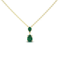 Lab Grown Emerald Double Drop Necklace - Mary