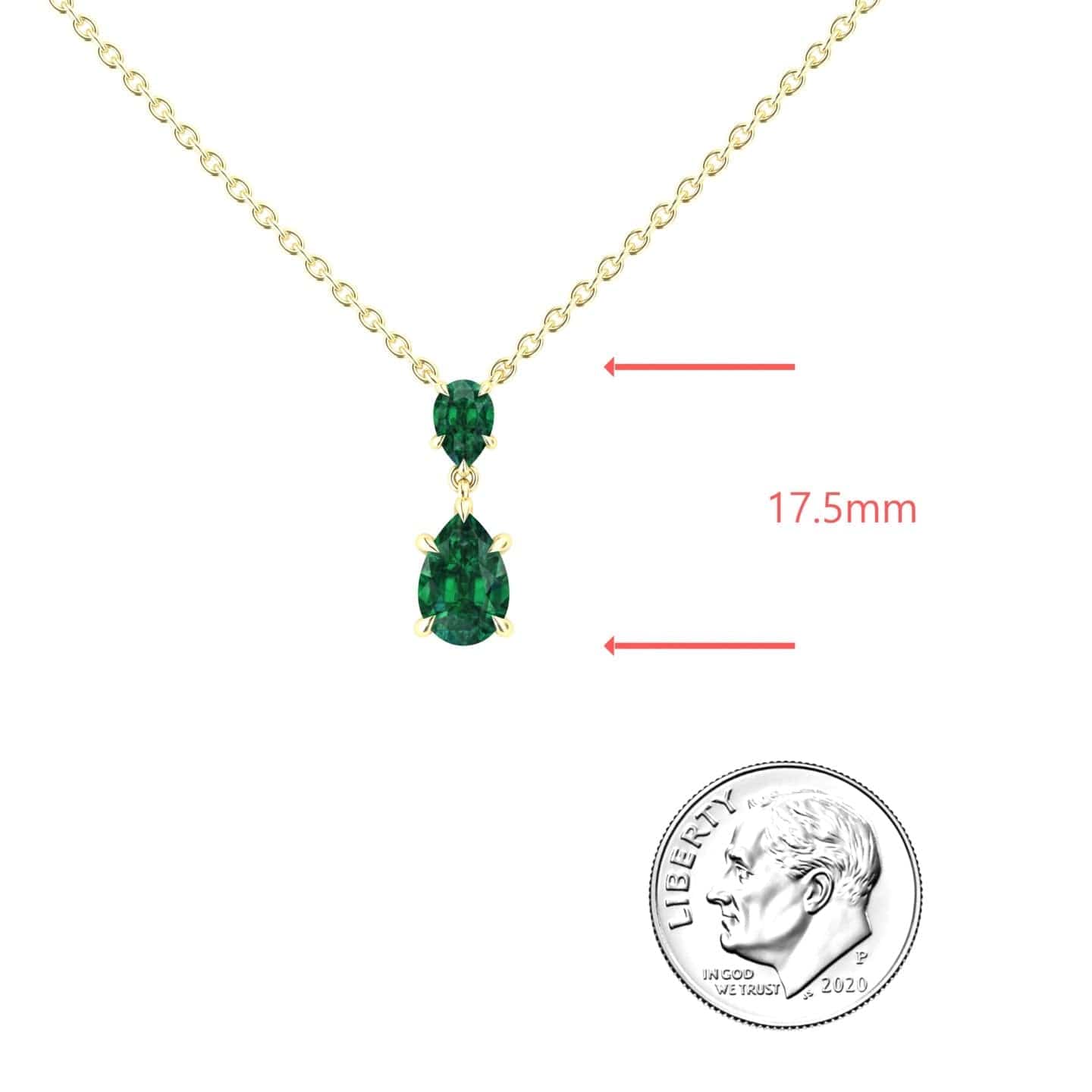 Lab Grown Emerald Double Drop Necklace - Mary