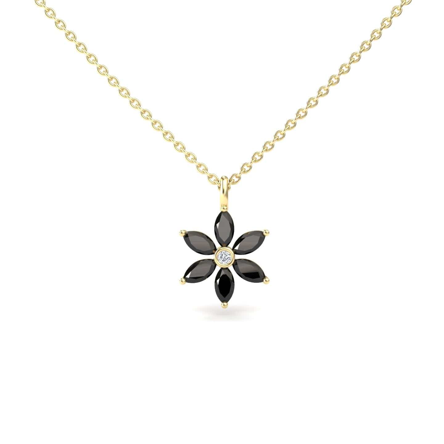 Black Diamond & Diamond Floral Necklace - Erin