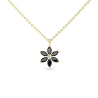 Black Diamond & Diamond Floral Necklace - Erin