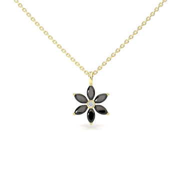 Black Diamond & Diamond Floral Necklace - Erin