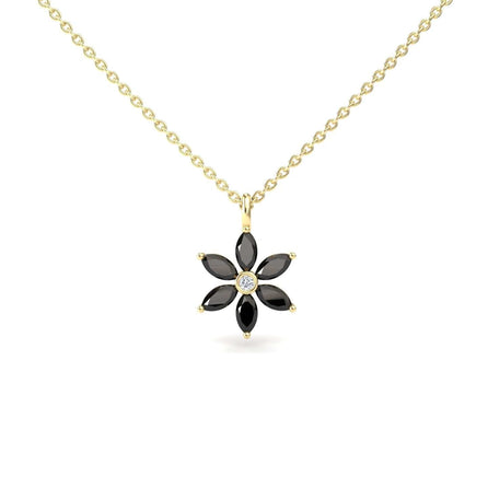 Black Diamond & Diamond Floral Necklace - Erin
