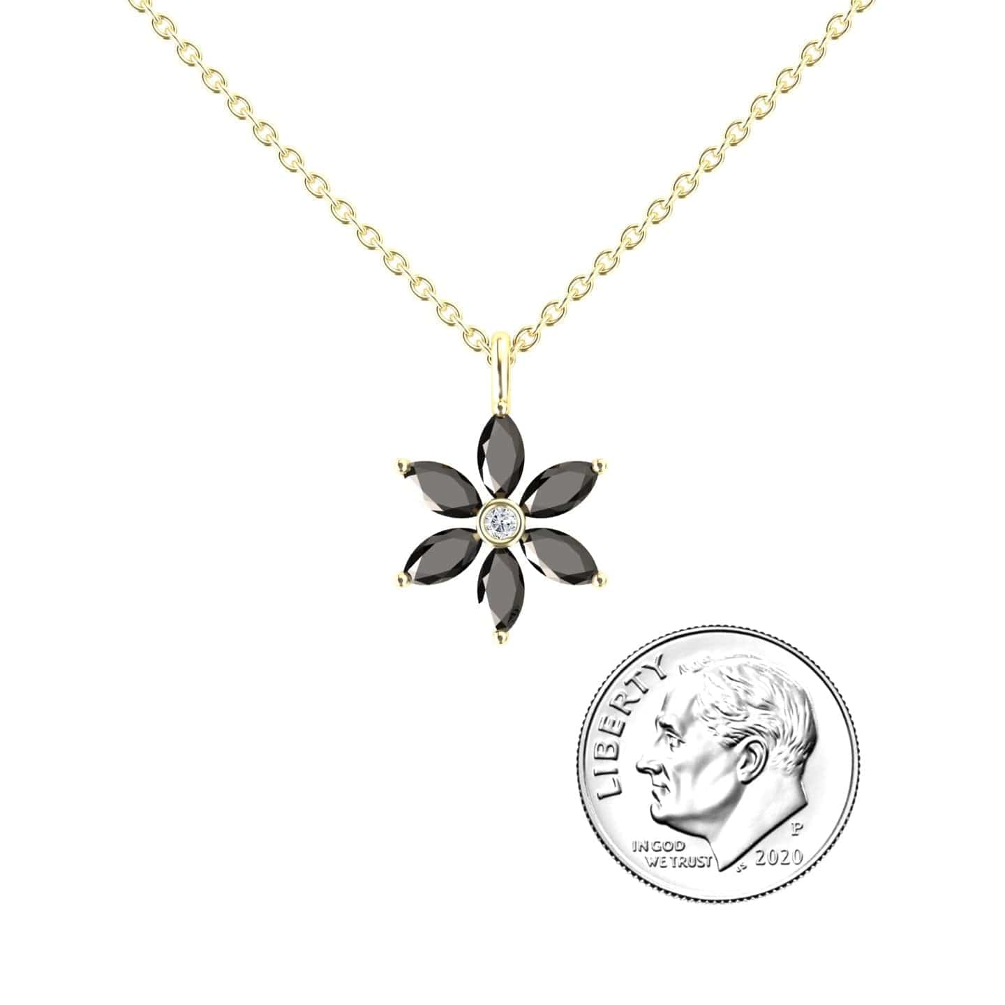 Black Diamond & Diamond Floral Necklace - Erin