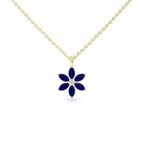 Lab Grown Blue Sapphire & Diamond Floral Necklace - Erin