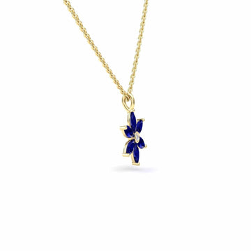 Lab Grown Blue Sapphire & Diamond Floral Necklace - Erin