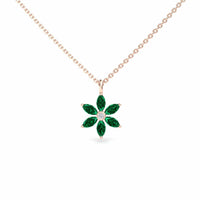 Lab Grown Emerald & Diamond Floral Necklace - Erin