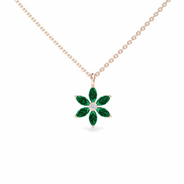 Lab Grown Emerald & Diamond Floral Necklace - Erin