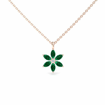 Lab Grown Emerald & Diamond Floral Necklace - Erin