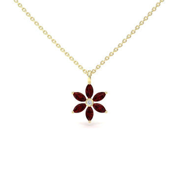 Lab Grown Ruby & Diamond Floral Necklace - Erin