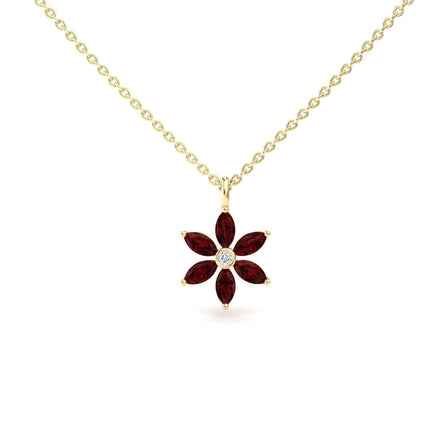 Lab Grown Ruby & Diamond Floral Necklace - Erin