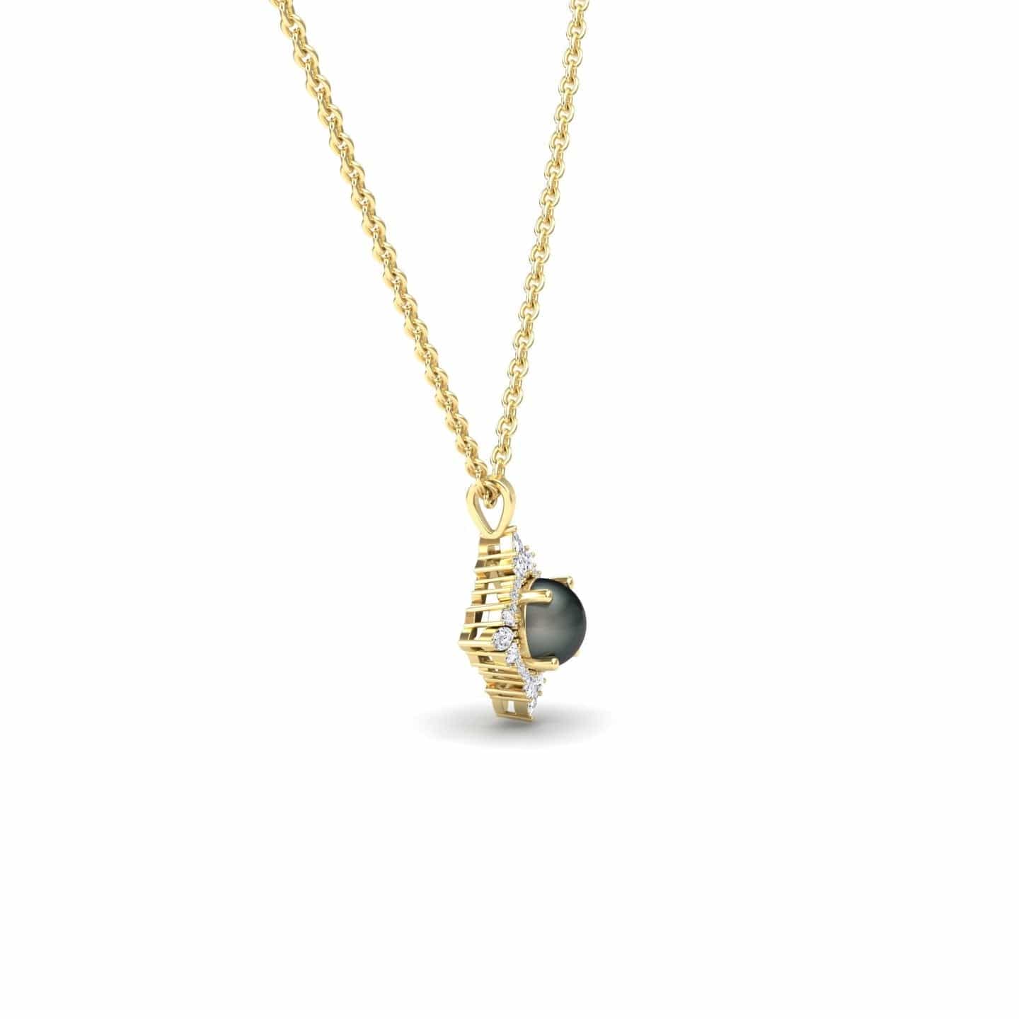 Black Akoya Pearl & Diamond Starburst Necklace - Cassandra