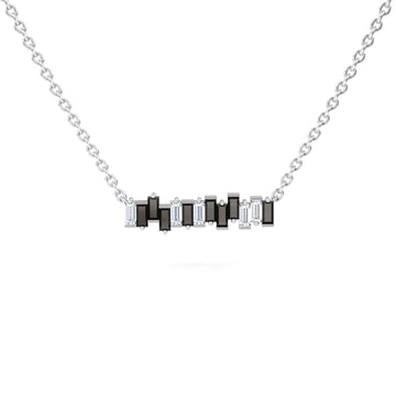 Black & White Diamond Geometric Bar Necklace - Fernanda