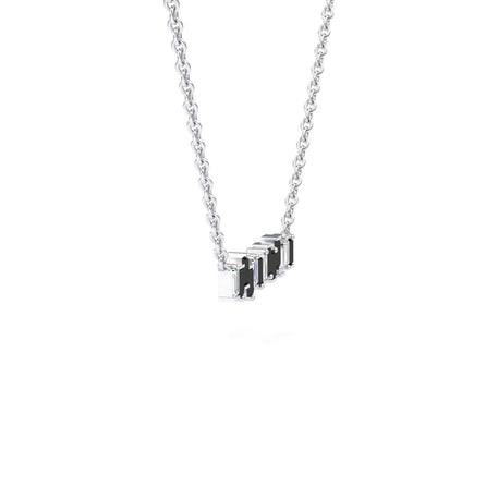 Black & White Diamond Geometric Bar Necklace - Fernanda