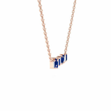 Lab Grown Blue Sapphire & Diamond Geometric Bar Necklace - Fernanda