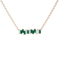 Lab Grown Emerald & Diamond Geometric Bar Necklace - Fernanda