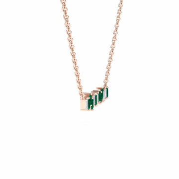 Lab Grown Emerald & Diamond Geometric Bar Necklace - Fernanda