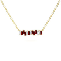 Lab Grown Ruby & Diamond Geometric Bar Necklace - Fernanda