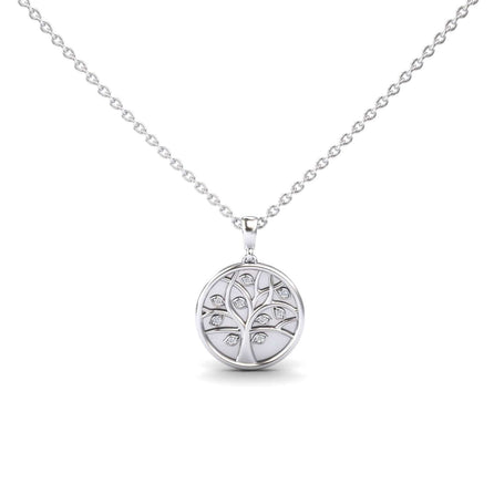 White Diamond Tree of Life Medallion Necklace - Jordyn