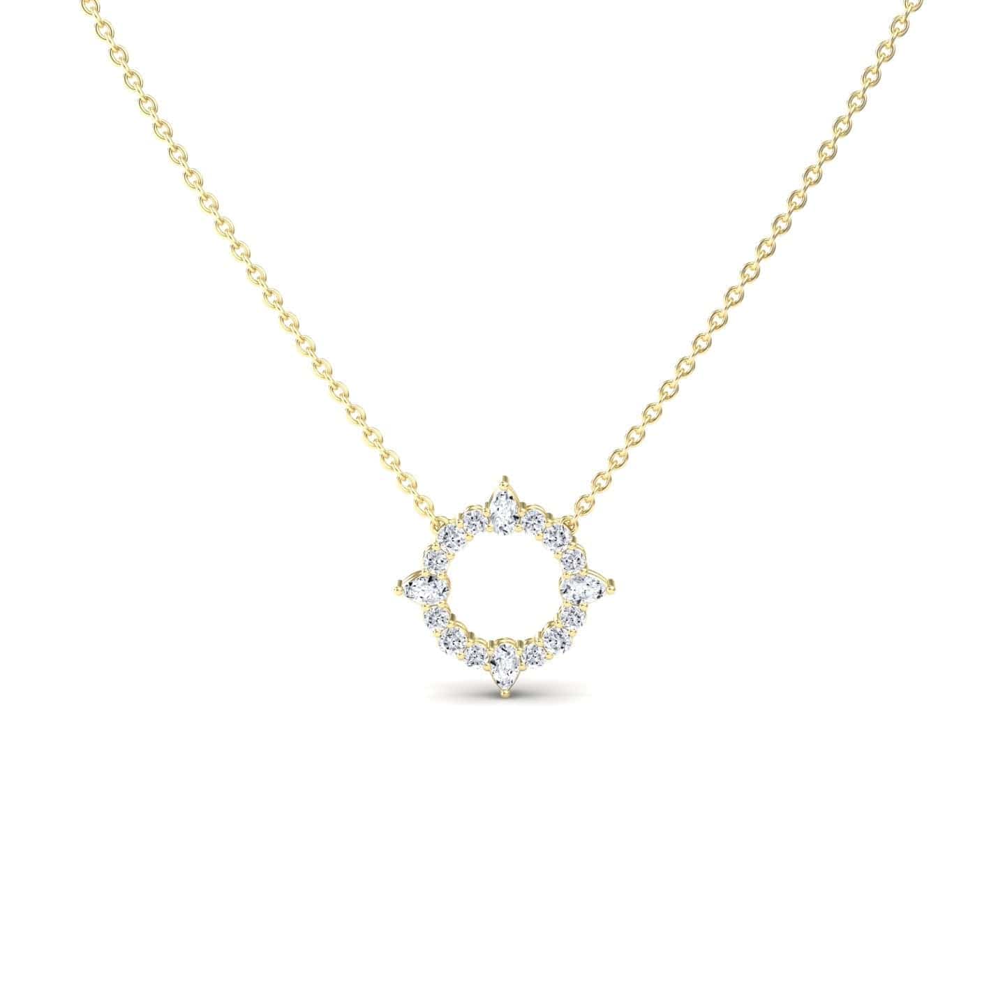 White Diamond Starburst Circle Necklace - Simone