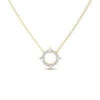 White Diamond Starburst Circle Necklace - Simone