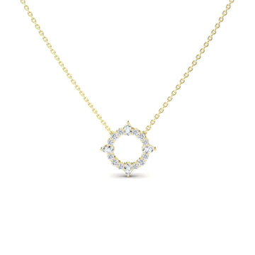 White Diamond Starburst Circle Necklace - Simone