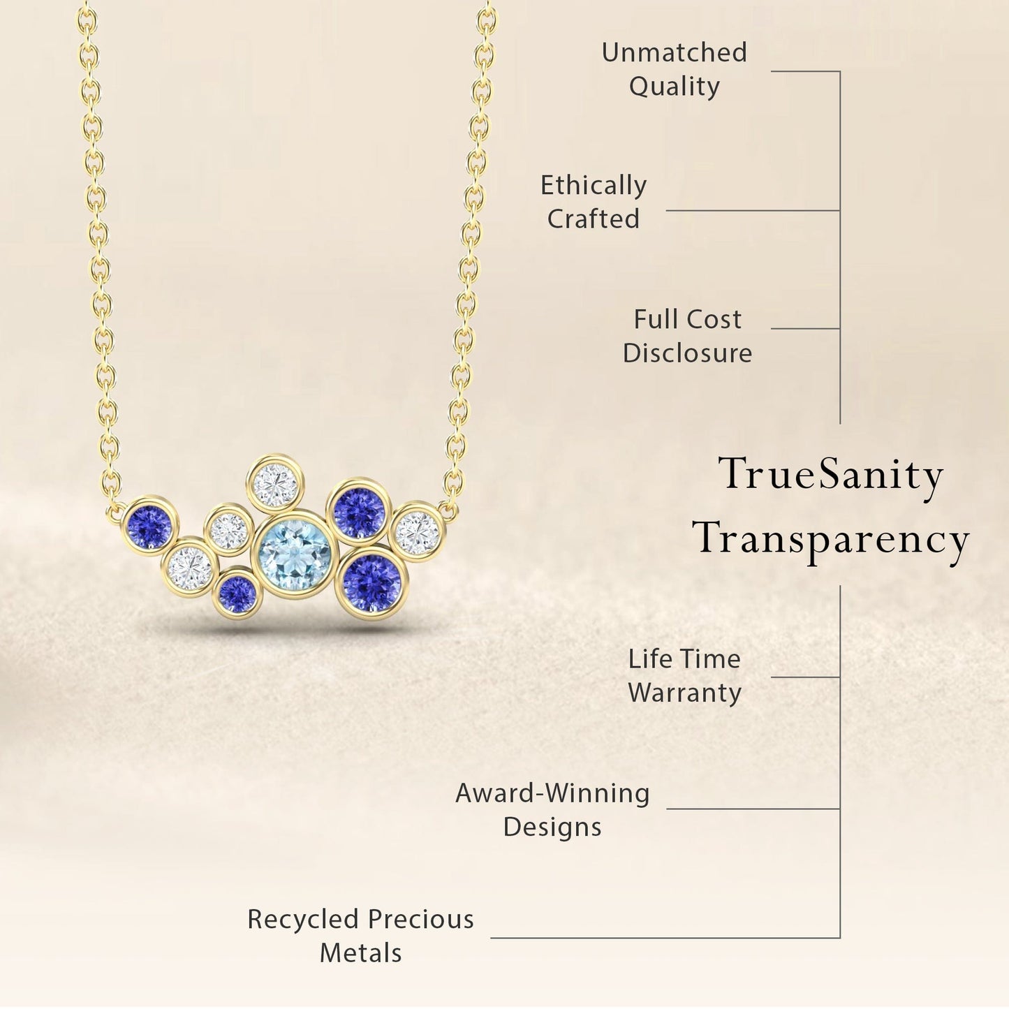 Aquamarine & Tanzanite Bubble Necklace - Harini
