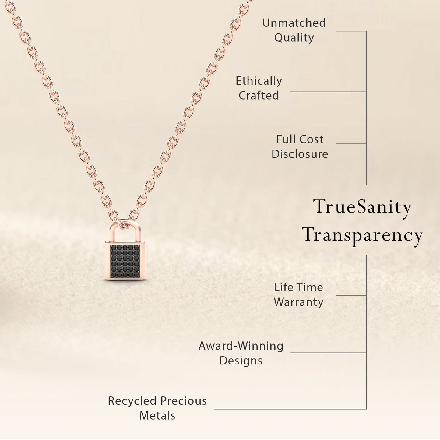 Black Diamond Lock Necklace - Samira