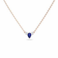 Blue Sapphire & Diamond Three-Stone Necklace - Jina