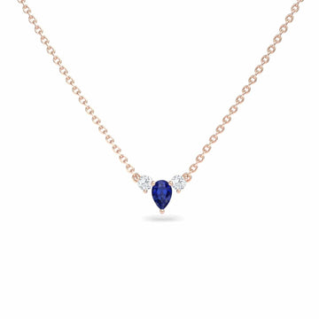 Blue Sapphire & Diamond Three-Stone Necklace - Jina