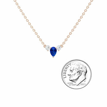 Blue Sapphire & Diamond Three-Stone Necklace - Jina