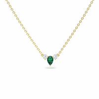 Emerald & Diamond Three-Stone Necklace - Jina